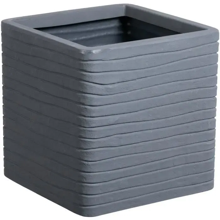 Strata - Pot de fleur carré Banbury - Graphite - Ø 30.5 cm x 30 cm H - Design moderne pour balcon et terrasse Strata - Pot de fleur carré Banbury - Graphite - Ø 30.5 cm x 30 cm H - Design moderne pour balcon et terrasse
