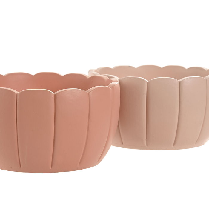 Cache-pot Home ESPRIT Terre cuite Rose clair Ciment Shabby Chic 18 x 18 x 10 cm (2 Pièces) (2 Unités)
