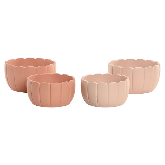 Cache-pot Home ESPRIT Terre cuite Rose clair Ciment Shabby Chic 18 x 18 x 10 cm (2 Pièces) (2 Unités)