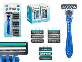 BERILO Maquinilla Afeitar avec 10 Recharges à 3 Lames, Bleu