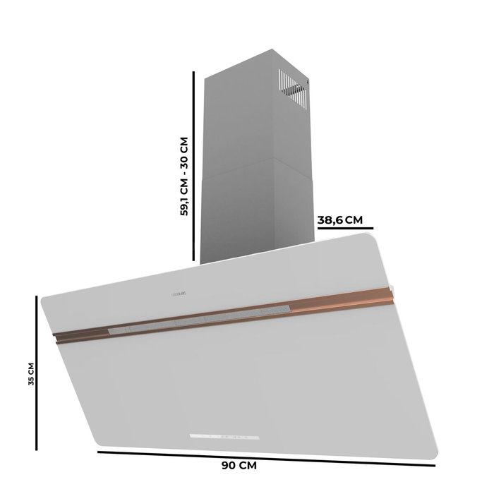 Cecotec Flux DT 907500 Blanc Hotte standard 90 cm