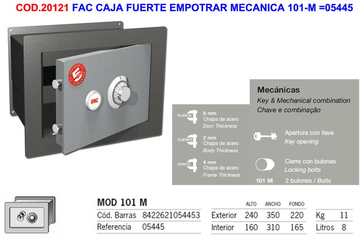 Caja fuerte à encastrer mécanique 101-M Caja fuerte à encastrer mécanique 101-M