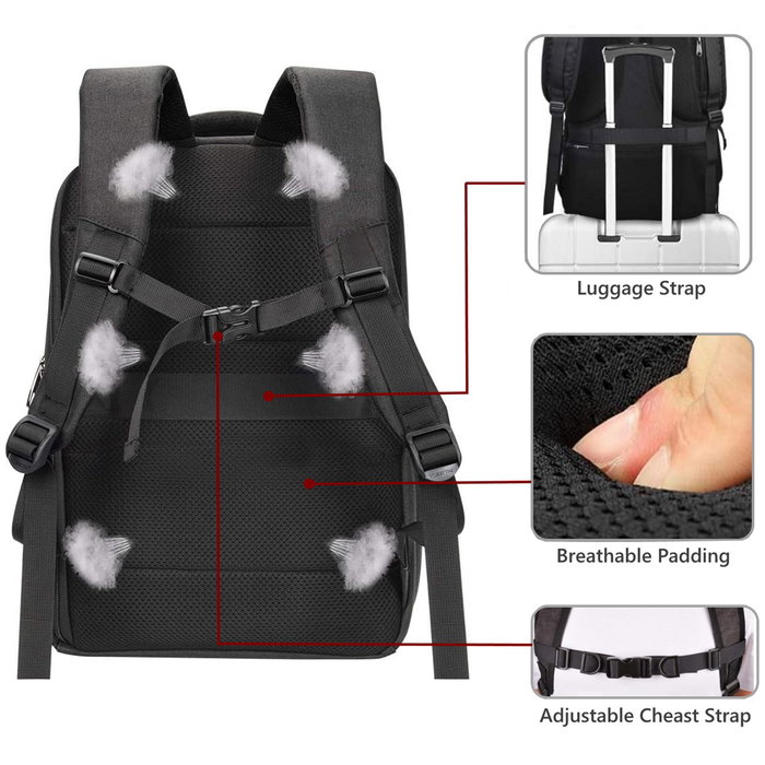 Ewent EW2526 Sac à dos pour ordinateur portable 15,6 pouces avec port USB, compartiment pour tablette 10,1 pouces, volume 26 litres, gris