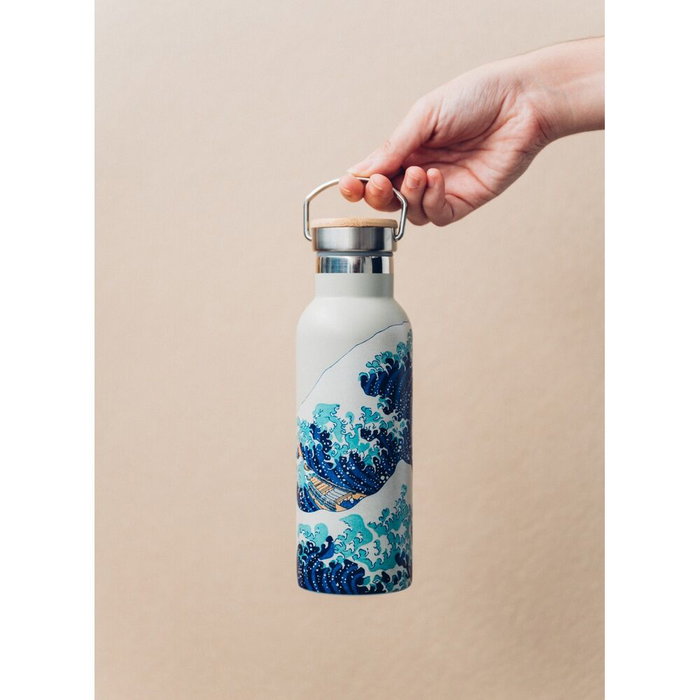 ERIK Gourde Isotherme en Acier Inoxidable 500 ml - Design La Grande Vague de Kanagawa d'Hokusai avec Bouchon Étanche