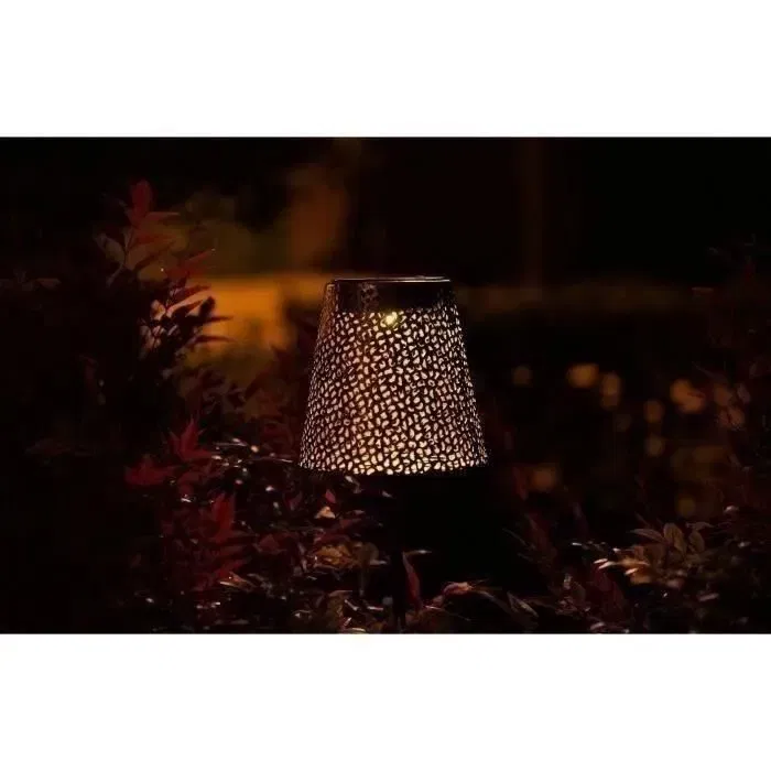 Garden ID - Lampe solaire extérieure - Or - Réf. Ø12 h70 cm - Autonomie 6-8h - Pied stabilisateur - Bouton on/off - Sans câblage