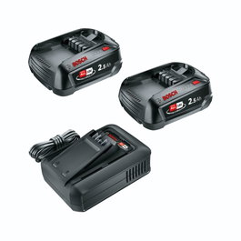 Bosch Pack 2 batteries 18V 2,5 Ah + chargeur AL 18V-44 POWER FOR ALL 18V