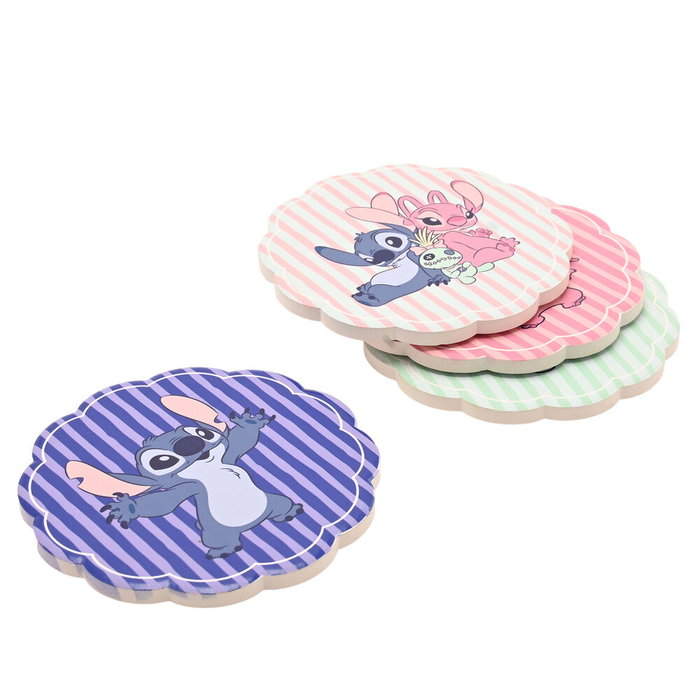 WIDDOP & CO Set de 4 dessous de verre en céramique Stitch Disney - Design coloré avec Stitch et ses amis