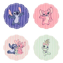 WIDDOP & CO Set de 4 dessous de verre en céramique Stitch Disney - Design coloré avec Stitch et ses amis