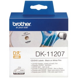 Brother DK11207 Rouleau d'étiquettes précoupées pour CD/DVD 58 mm Plastique 100 étiquettes