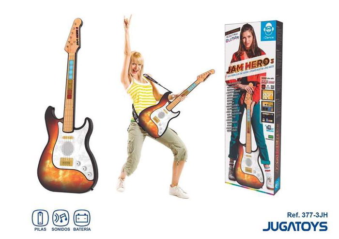 iDance - Guitare électrique jouet pour enfants à partir de 8 ans avec batterie incluse, câble de charge USB, sangle et instructions multilingues - Noir
