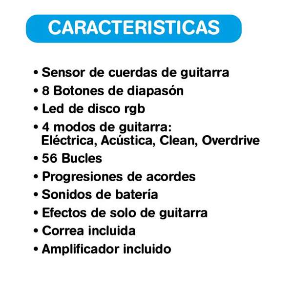 iDance - Guitare électrique jouet pour enfants à partir de 8 ans avec batterie incluse, câble de charge USB, sangle et instructions multilingues - Noir