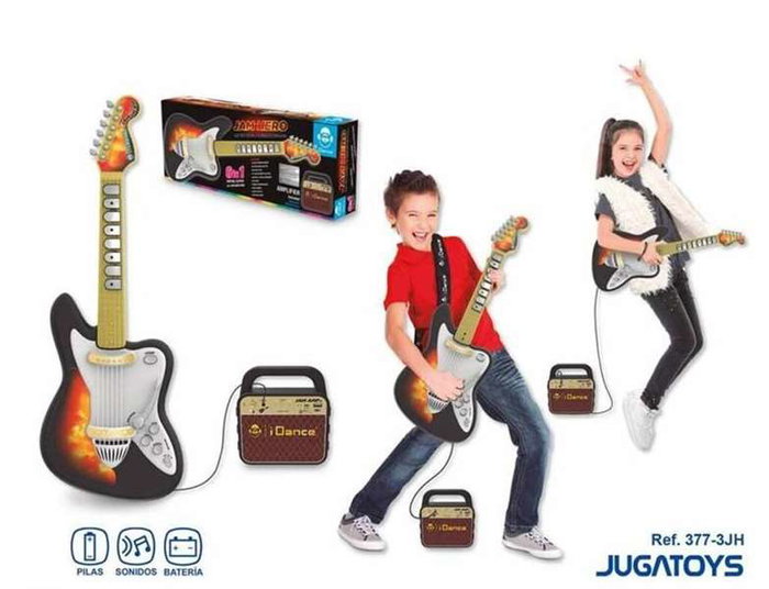 iDance - Guitare électrique jouet pour enfants à partir de 8 ans avec batterie incluse, câble de charge USB, sangle et instructions multilingues - Noir