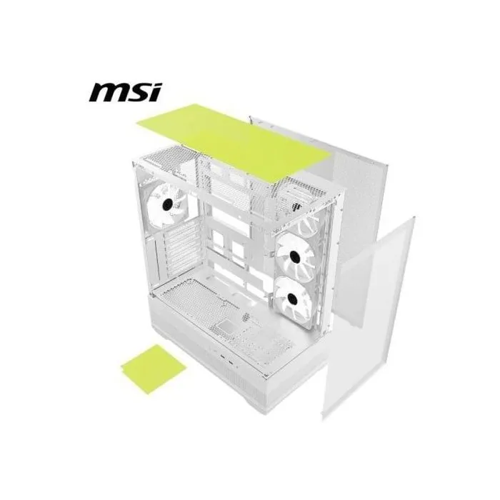 MSI MAG Pano 110R PZ - Boîtier PC ATX Moyen Tour Blanc avec vue panoramique à 270°, verre trempé et ventilation optimisée