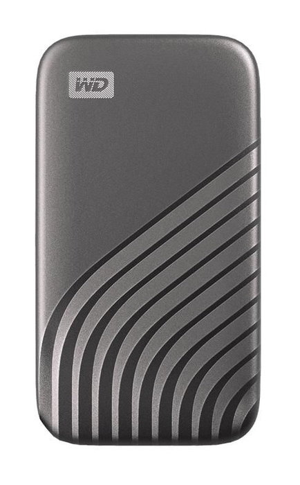 Western Digital SSD externe My Passport 2 To NVMe, USB-C/USB 3.2, Gris, lecture 1050 Mo/s, écriture 1000 Mo/s, chiffrement AES 256