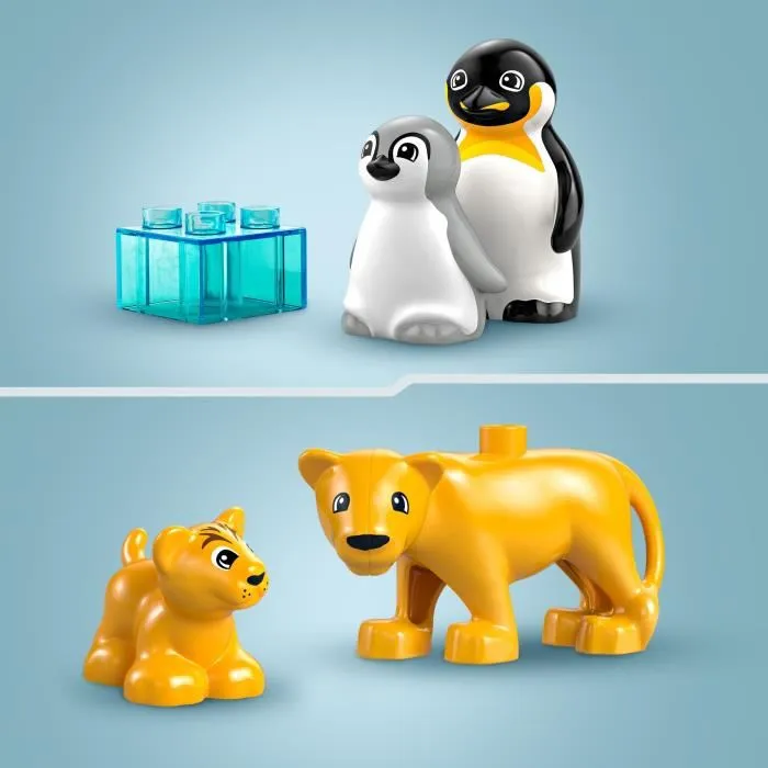 Lego Duplo 10442 Familles d'animaux sauvages - Pingouins et Lions, Jeu de construction éducatif 2 ans et plus, 10 pièces