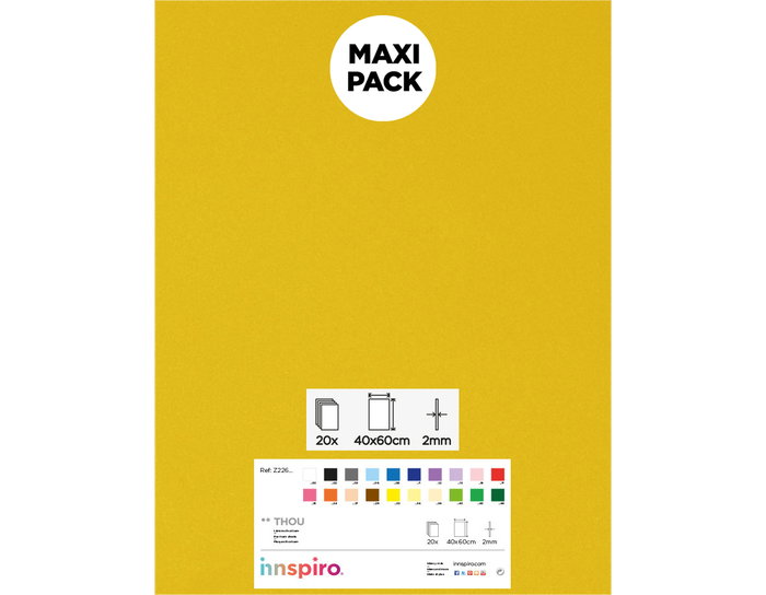 Innspiro Goma EVA jaune clair, 20 feuilles de 40x60cm x 2mm Innspiro Goma EVA jaune clair, 20 feuilles de 40x60cm x 2mm