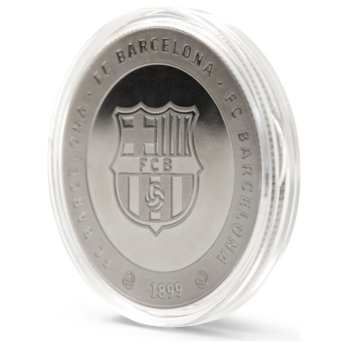 MOCILAB - Monnaie commémorative officielle Camp Nou du FC Barcelona - En alliage zamak doré avec relief - 4 cm de diamètre - Sous capsule acrylique et coffret collectionneur