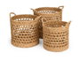 Giftdecor Lot de 3 Cestos Ronds Ajourés 40 cm Diamètre en Algue Marine Marron