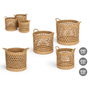 GIFTDECOR Set de 3 paniers ronds ajourés en algue de mer Marron