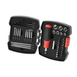 Black + Decker Coffret tournevis à cliquet A7175-XJ - 43 pièces incluant embouts, douilles et mèches pilotes