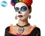 Set de Collier et Boucles d'Oreilles Calavera avec Roses pour Fête du Jour des Morts, Déguisement Mexicain Catrina