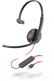 Poly Blackwire 3215 Micro-casque USB-A Filaire Son Haute Qualité Confort Oreillettes Similicuir Réduction de Bruit pour PC