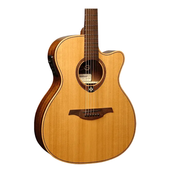 LAG Guitare Acoustique Nylon Auditorium Slim Cutaway Red Cedar - Khaya, Table Cèdre Massif, Électronique Fishman LAG Guitare Acoustique Nylon Auditorium Slim Cutaway Red Cedar - Khaya, Table Cèdre Massif, Électronique Fishman