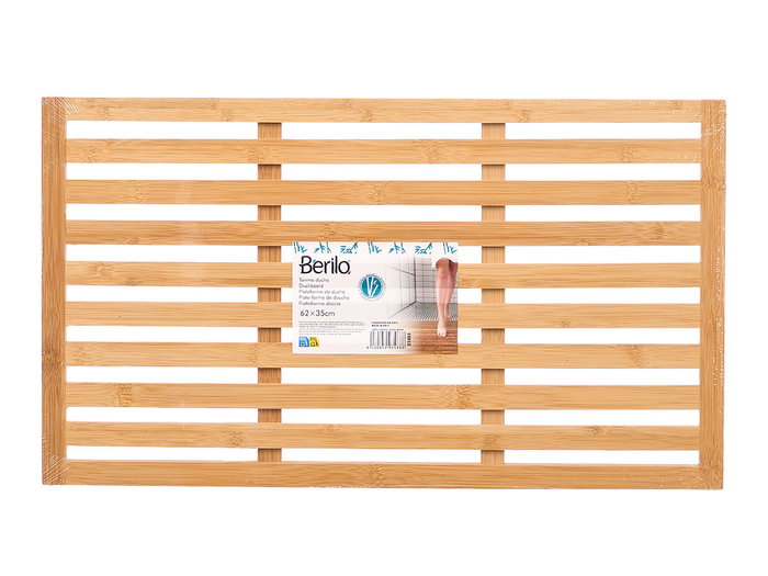 BERILO Tarima de douche en bambu 62x35cm Marron