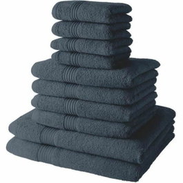 Today Lot de 10 serviettes de bain Denim Bleu Denim, 100% Coton, 450 g/m²