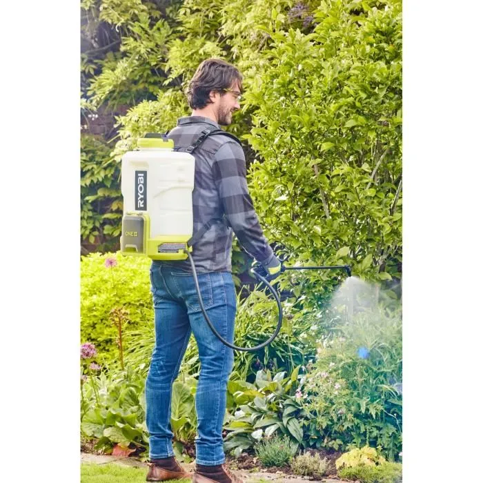 Ryobi Pulvérisateur à dos sans fil RY18BPSB-0 18V One Plus, réservoir 15 L, pression 6.2 bars, débit réglable 1 à 1.8 L/min, vendu sans batterie