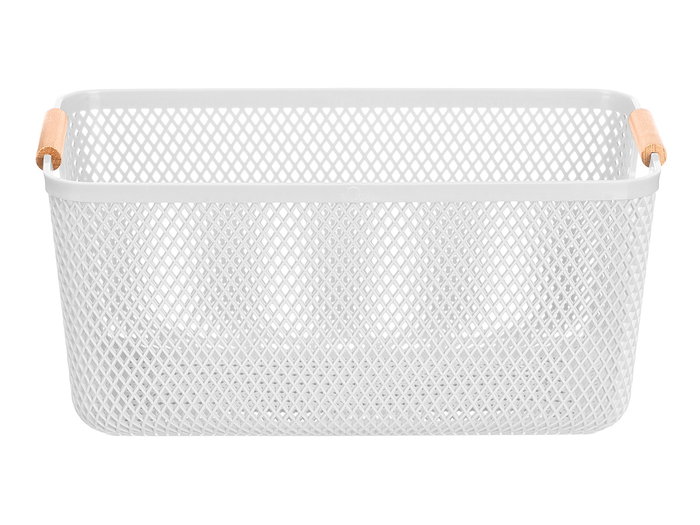 KIPIT Panier en plastique avec anse en bambou blanc