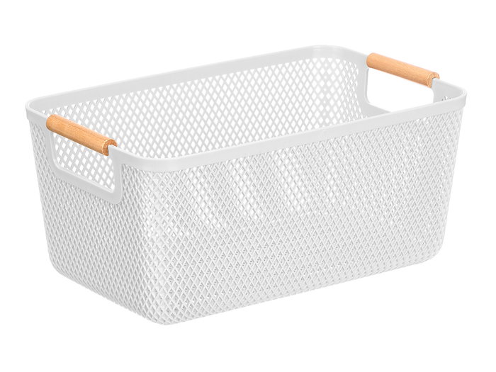 KIPIT Panier en plastique avec anse en bambou blanc