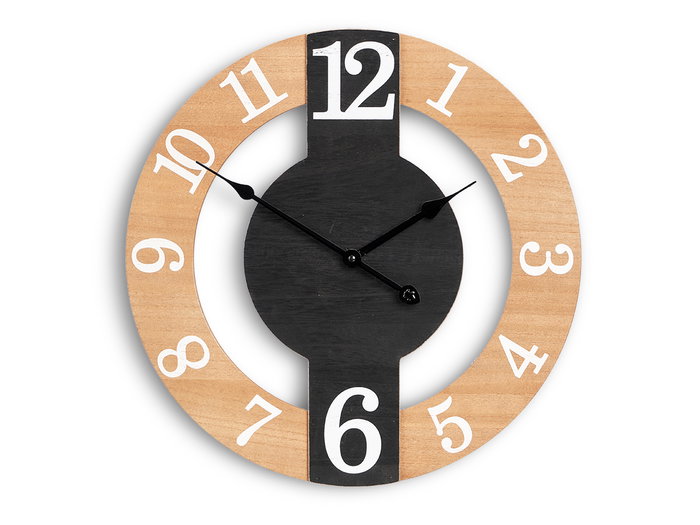 Giftdecor Horloge Murale Noire Naturelle 40x40x3.5cm Métal (Set de 6)