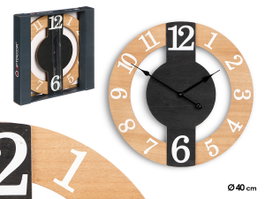 Giftdecor Horloge Murale Noire Naturelle 40x40x3.5cm Métal (Set de 6)