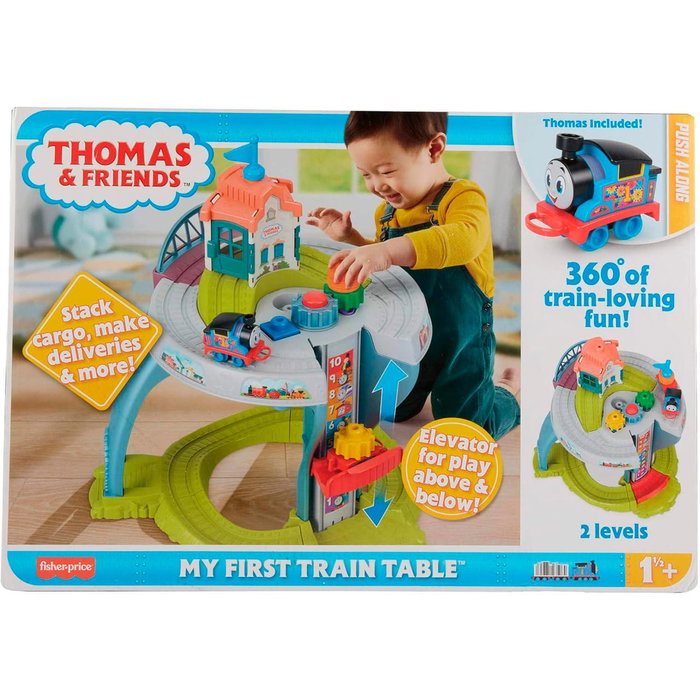Thomas & Friends - Mi Primer Tren De Mesa Hxp49 Mattel - Table de jeu ferroviaire à 2 niveaux avec Thomas, pont et accessoires - Jouet pour enfant dès 18 mois