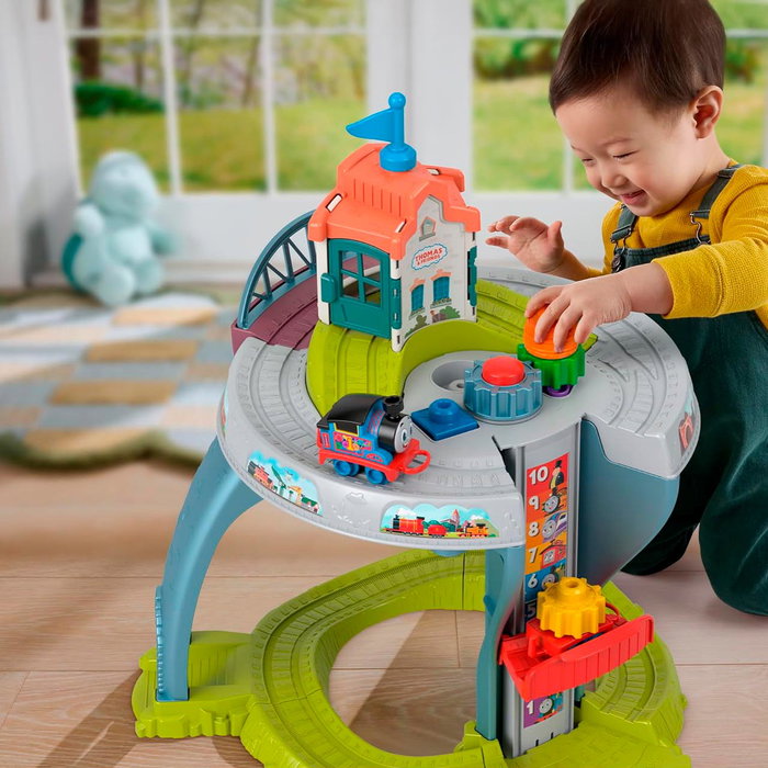 Thomas & Friends - Mi Primer Tren De Mesa Hxp49 Mattel - Table de jeu ferroviaire à 2 niveaux avec Thomas, pont et accessoires - Jouet pour enfant dès 18 mois