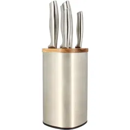 Menastyl Bloc de couteaux 5 pièces 5041070 - Couteaux cuisine inox avec lames 20.5cm, 10cm, 7.5cm pour pain, chef, viande, légumes