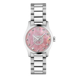 Gucci YA1265013 avec cadran rose et bracelet en acier gris