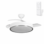 Ventilateur de plafond DC Blanc/Argent avec éclairage LED 60W et pales escamotables