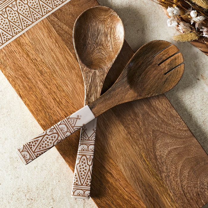 Home Deco Factory Set de 2 couverts de service Dune T en bois de manguier Home Deco Factory Set de 2 couverts de service Dune T en bois de manguier