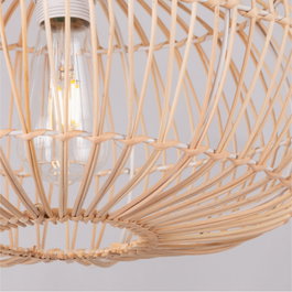 Lampadaire Machala style naturel en acier et rotin