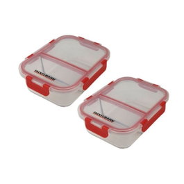 Fackelmann Lot de 2 boîtes repas en verre Move avec compartiments 1000 ml