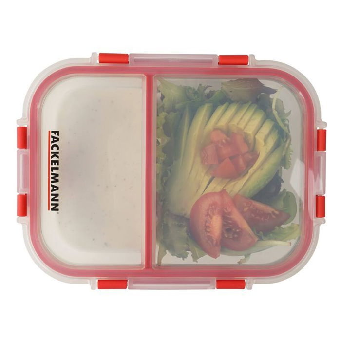 Fackelmann Lot de 2 boîtes repas en verre Move avec compartiments 1000 ml