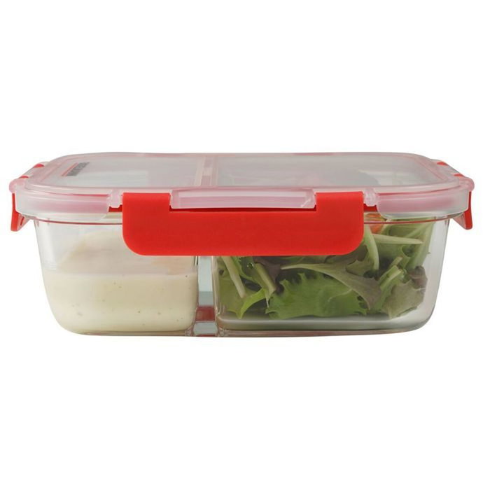 Fackelmann Lot de 2 boîtes repas en verre Move avec compartiments 1000 ml