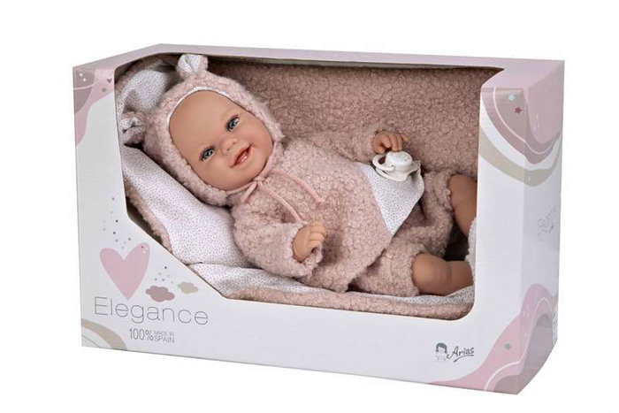 Elegance Babyto Poupée de poids rose avec couverture, corps souple 35 cm