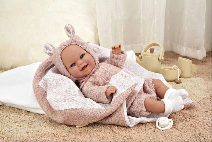 Elegance Babyto Poupée de poids rose avec couverture, corps souple 35 cm