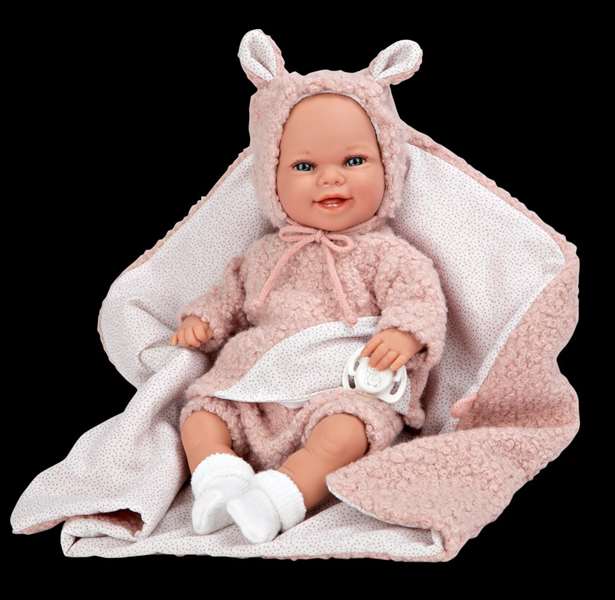 Elegance Babyto Poupée de poids rose avec couverture, corps souple 35 cm