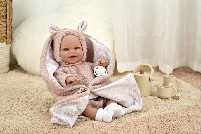 Elegance Babyto Poupée de poids rose avec couverture, corps souple 35 cm