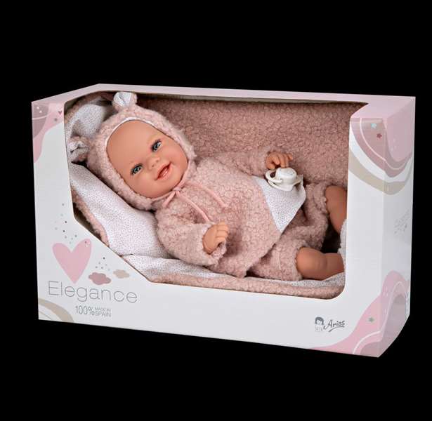 Elegance Babyto Poupée de poids rose avec couverture, corps souple 35 cm