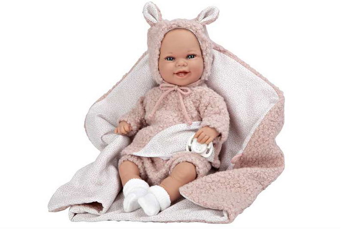 Elegance Babyto Poupée de poids rose avec couverture, corps souple 35 cm